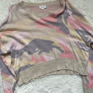 pink camo girly distressed sweater